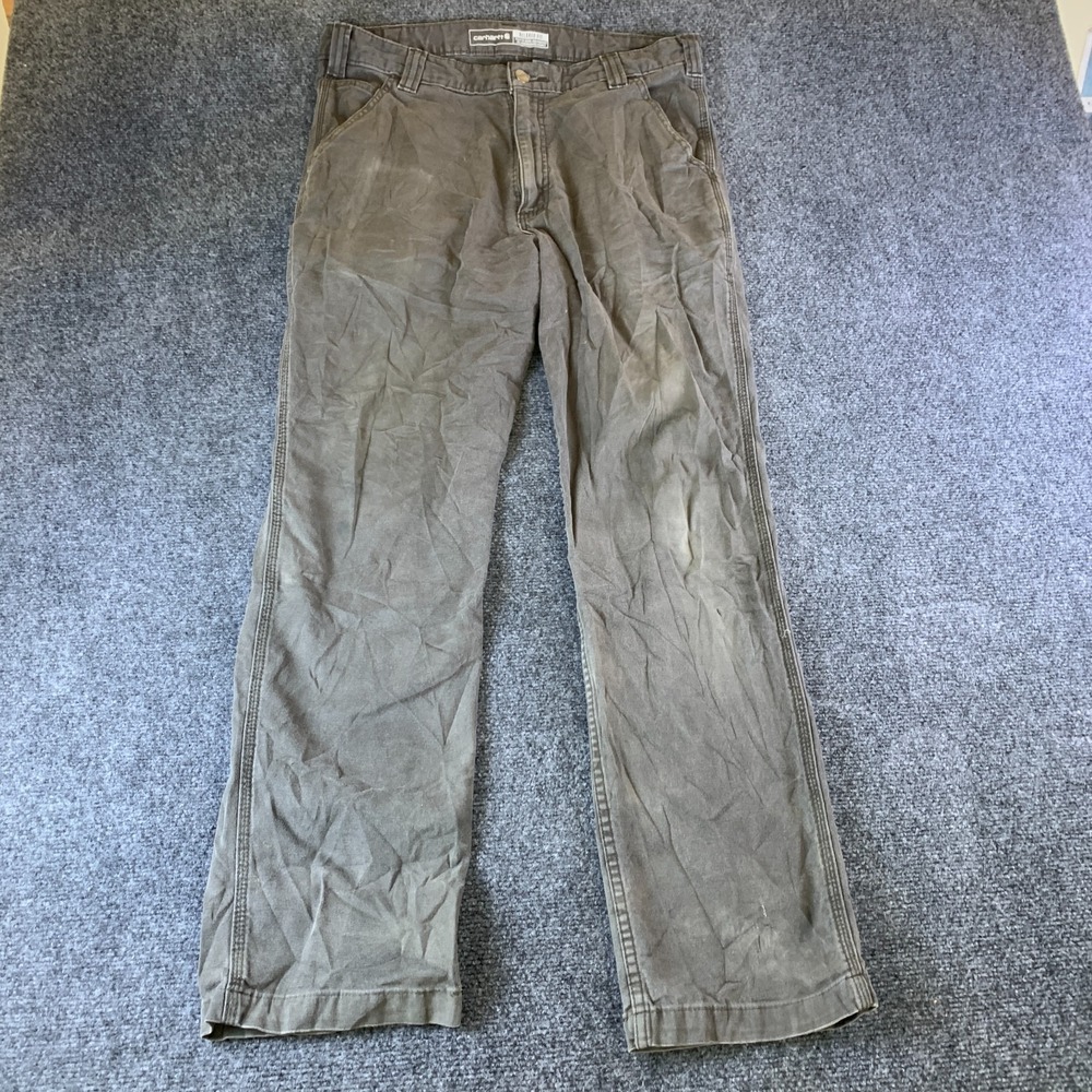 Carhartt Relaxed Straight Rigby Dungaree Carpenter Pants Mens 34x32 Gray Cotton